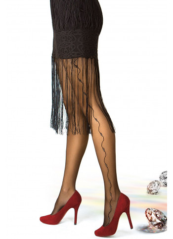 Sheer Black Side Seam Tights with Sparkly Details - 20 den - RONNA 26 - FINAL SALE - NO RETURNS