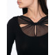 Black Bodysuit with Sheer Knotted Neckline - LETICIA