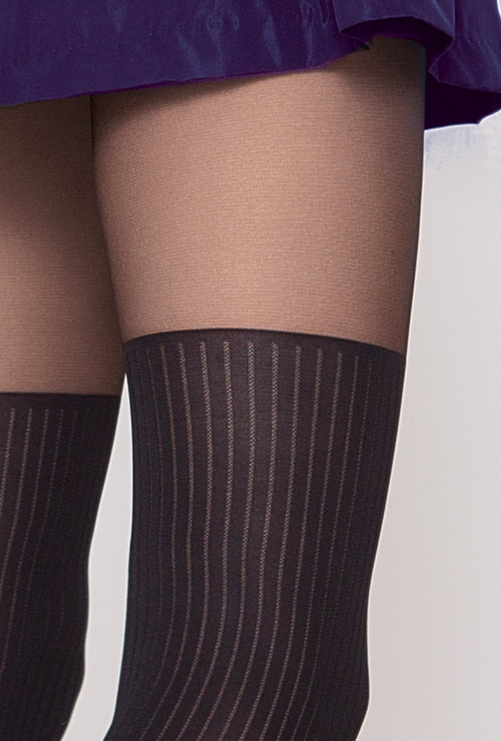 Mock Over-the-Knee Tights with Ribbed Pattern - GIRL-UP 32 - Gatta Wear