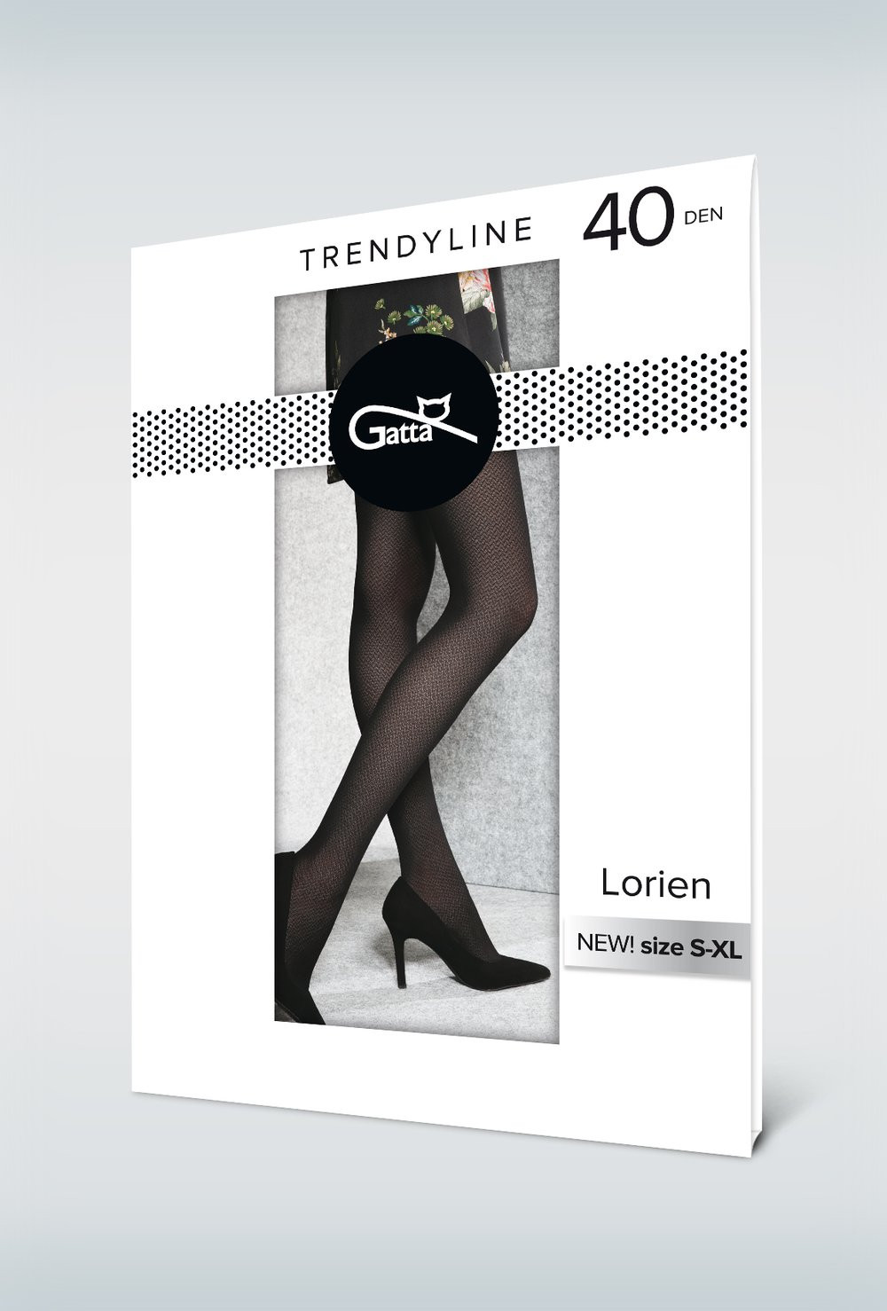Semi Opaque Black Tights with Fine Herringbone Pattern – 40 den – LORIEN 11  - Gatta Wear
