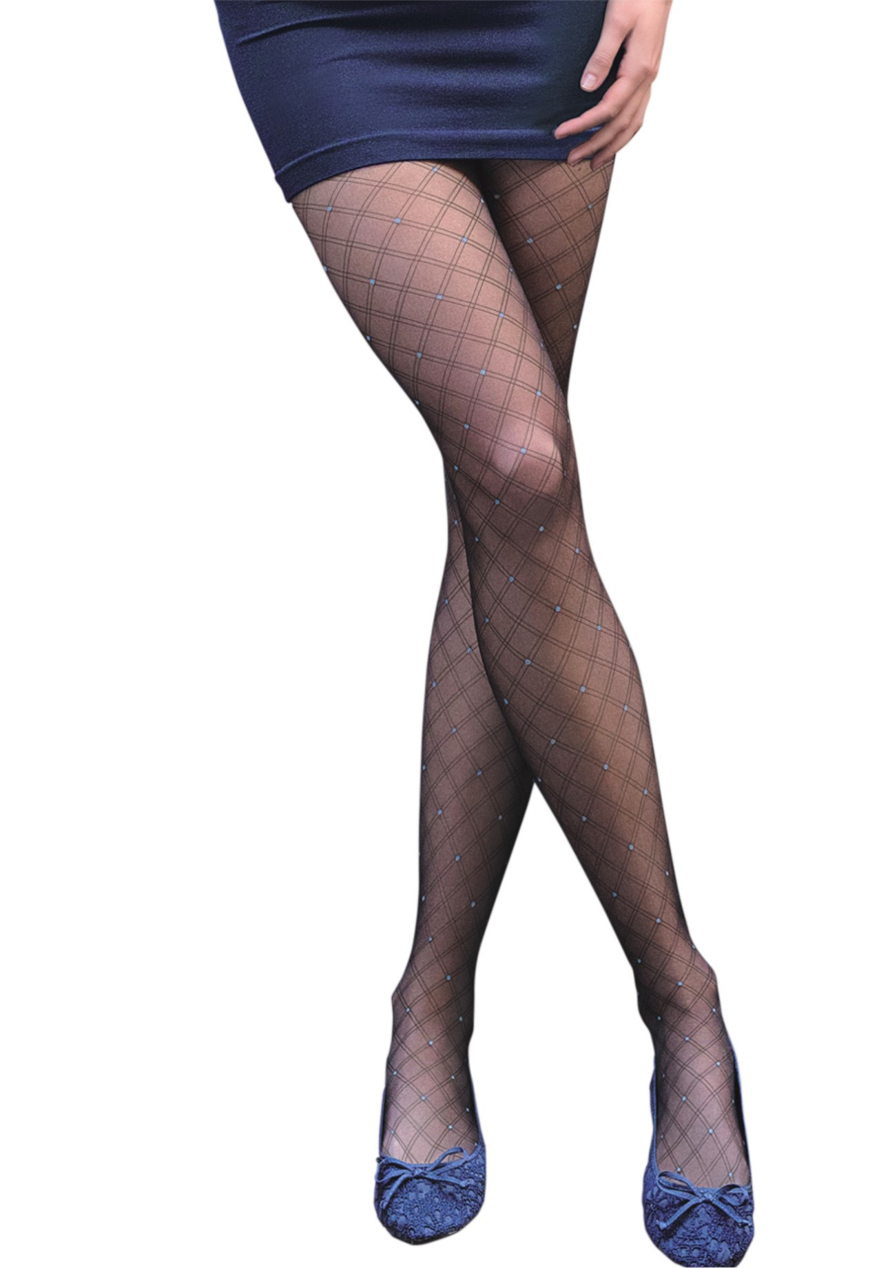 Sheer Patterned Tights with Bow and Dot Print - 20 den - SWEETY 16 - Gatta  Wear
