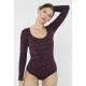 Long Sleeve Textured Knit Rose Bodysuit - ROSSE