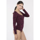 Long Sleeve Textured Knit Rose Bodysuit - ROSSE