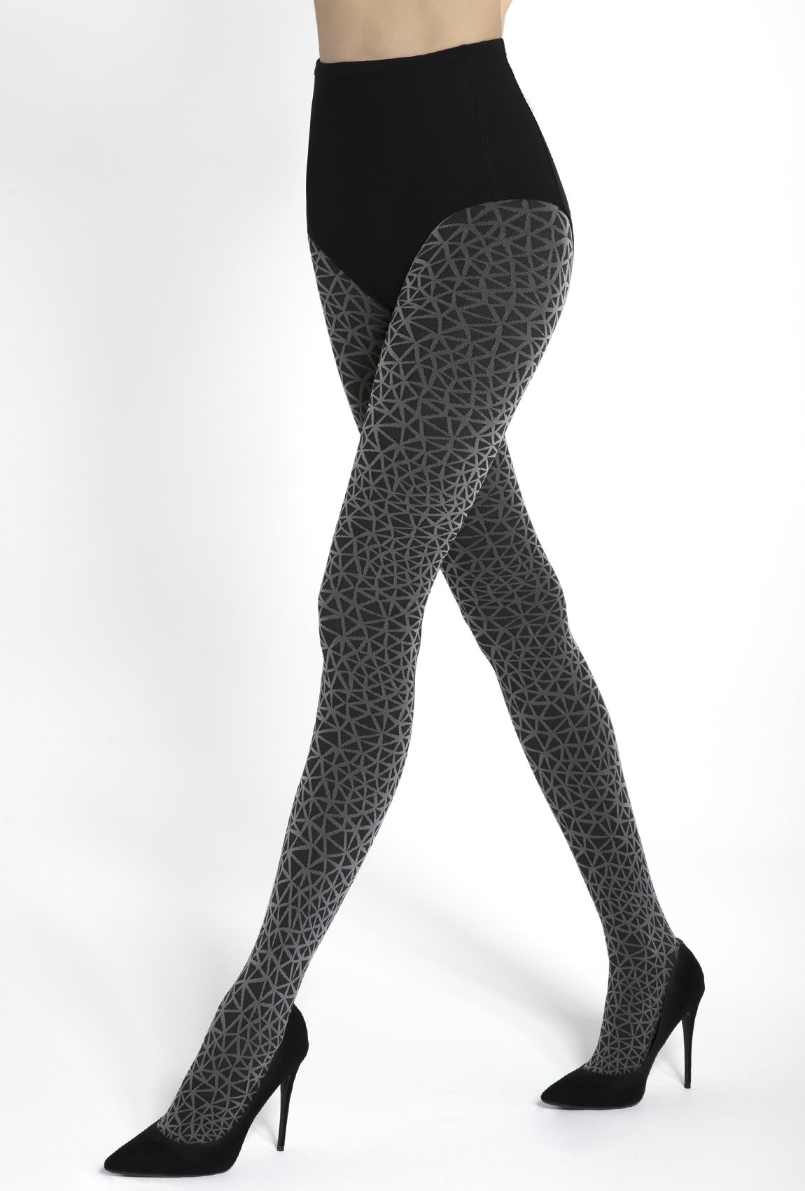 Opaque Microfiber Tights with Graphic Pattern - Sassi 07