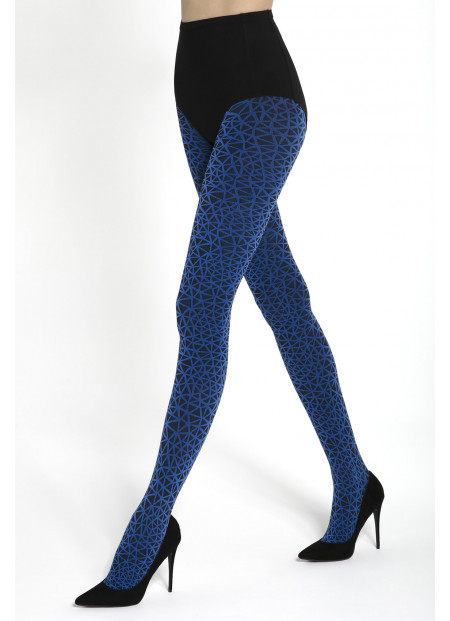 Opaque Microfiber Tights with Graphic Pattern - Sassi 07 -classic blue